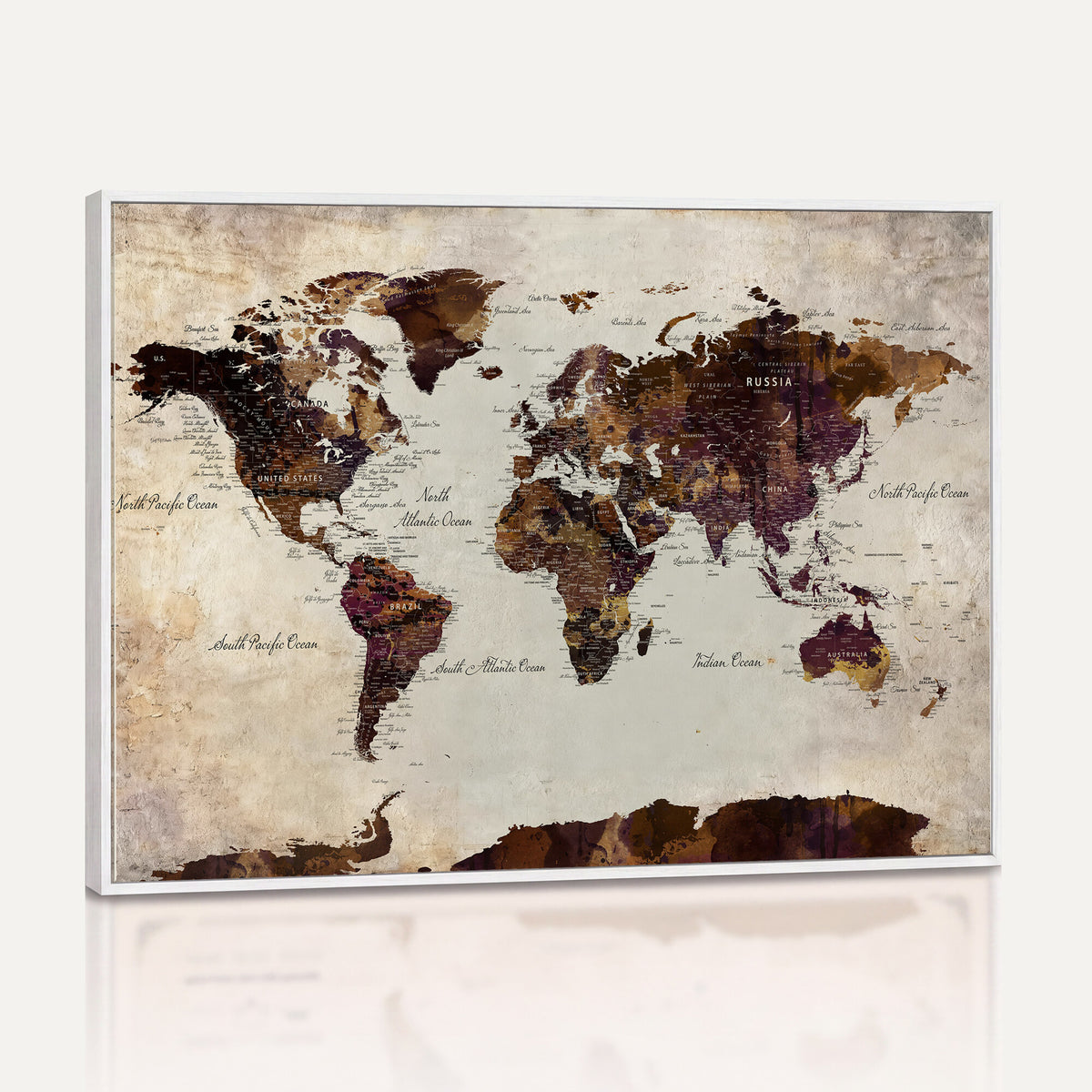 50611123-MGV-CV-36X24 - World Map Canvas Triptych | Colorful Global Wall Art for Living Rooms