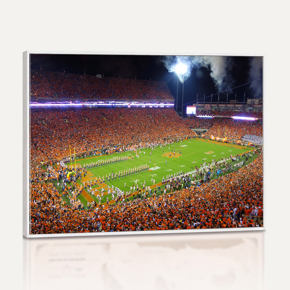 43662631-MGV-CV-36X24 - Clemson Football Stadium Wall Art Canvas Print, College Football Crowd Night Game Scene, Orange Stadium Panorama Wall Decor