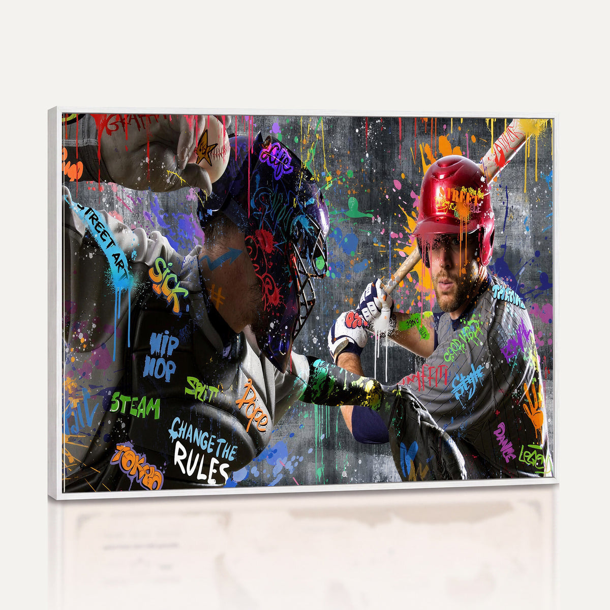 19634994-MGV-CV-36X24 - Graffiti Baseball Player Street Art Wall Art Canvas Print