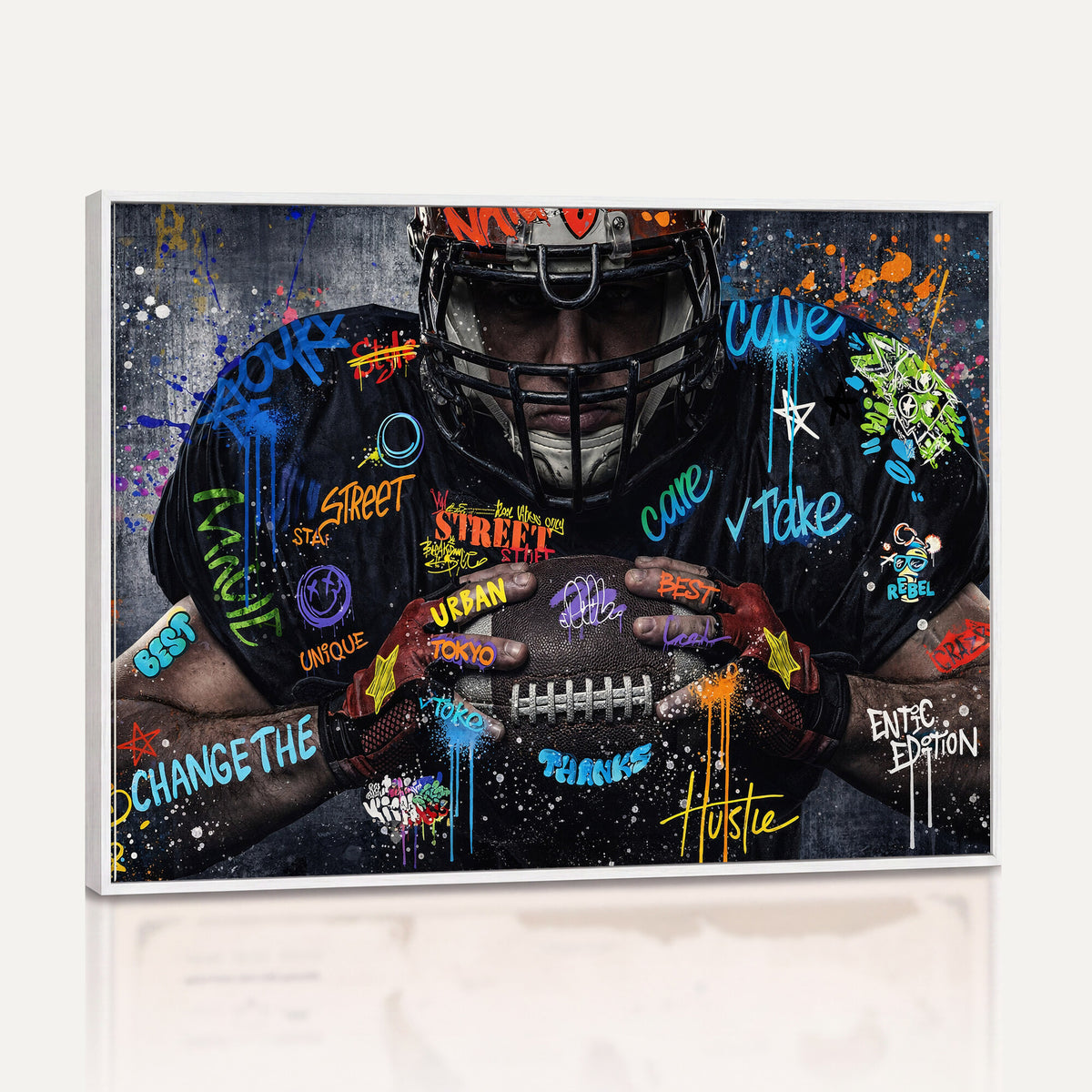 55267256-MGV-CV-36X24 - Graffiti American Football Player Street Art Wall Art Canvas Print