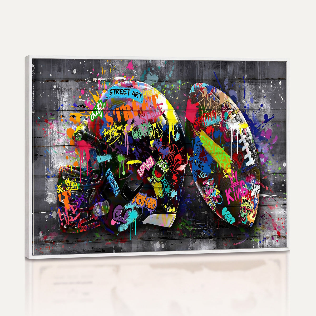 80540773-MGV-CV-36X24 - Graffiti American Football Helmet Street Art Wall Art Canvas Print