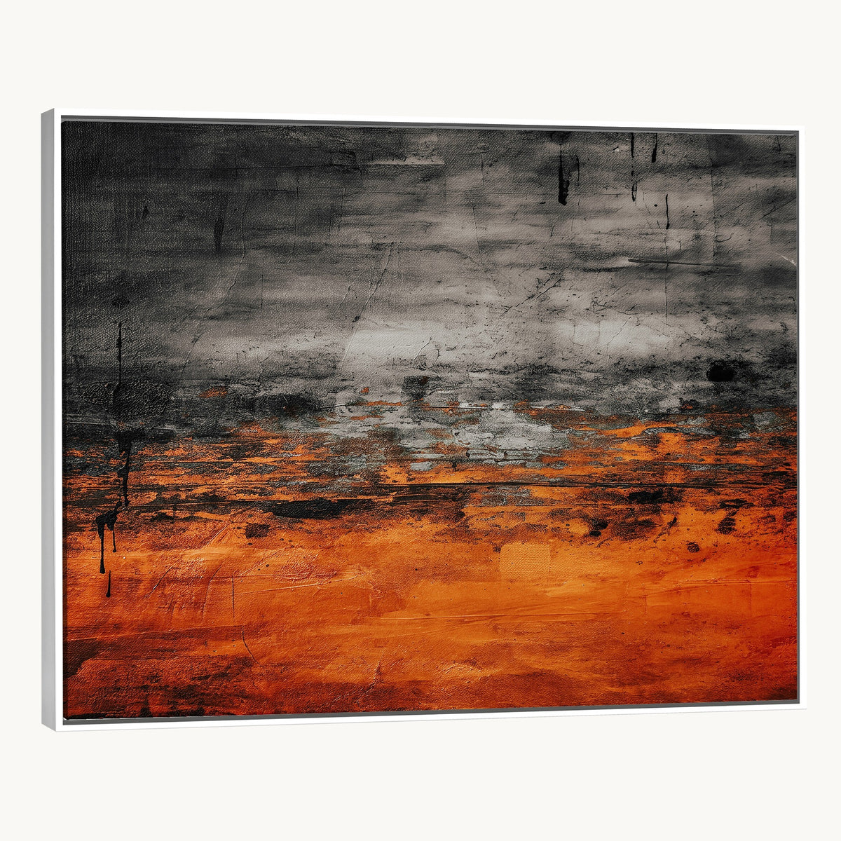 Black Orange Abstract Wall Art Canvas Print Modern Painterly Style