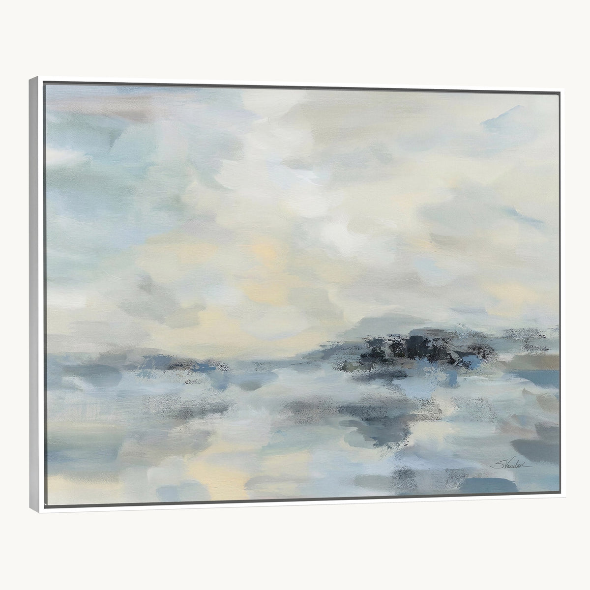 Abstract Coastal Landscape Wall Art Canvas Print | Soft Blue Gray Minimalist Art