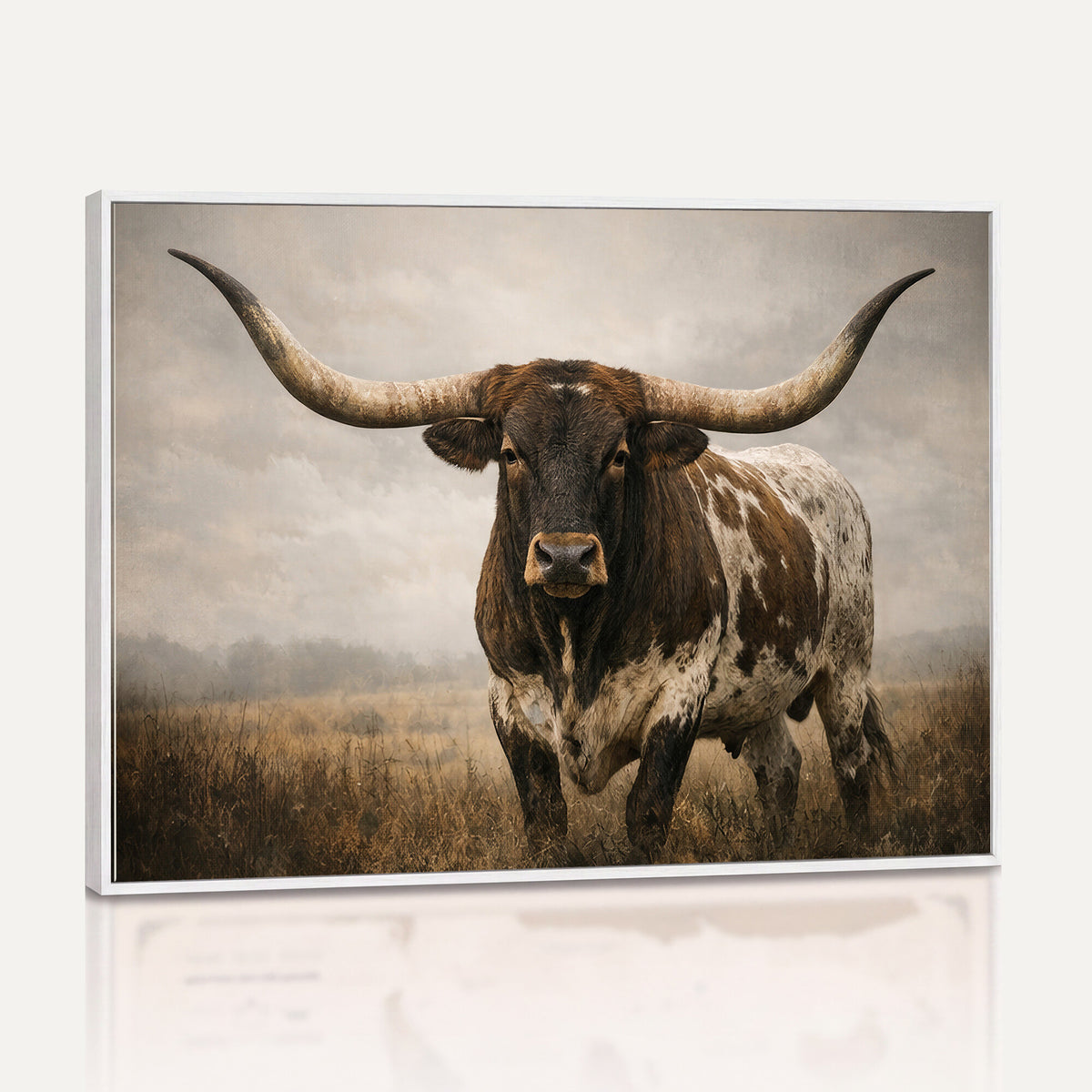 17622011L-_Poster-30x20 - Longhorn Bull Wall Art Canvas Print, Western Farmhouse Decor