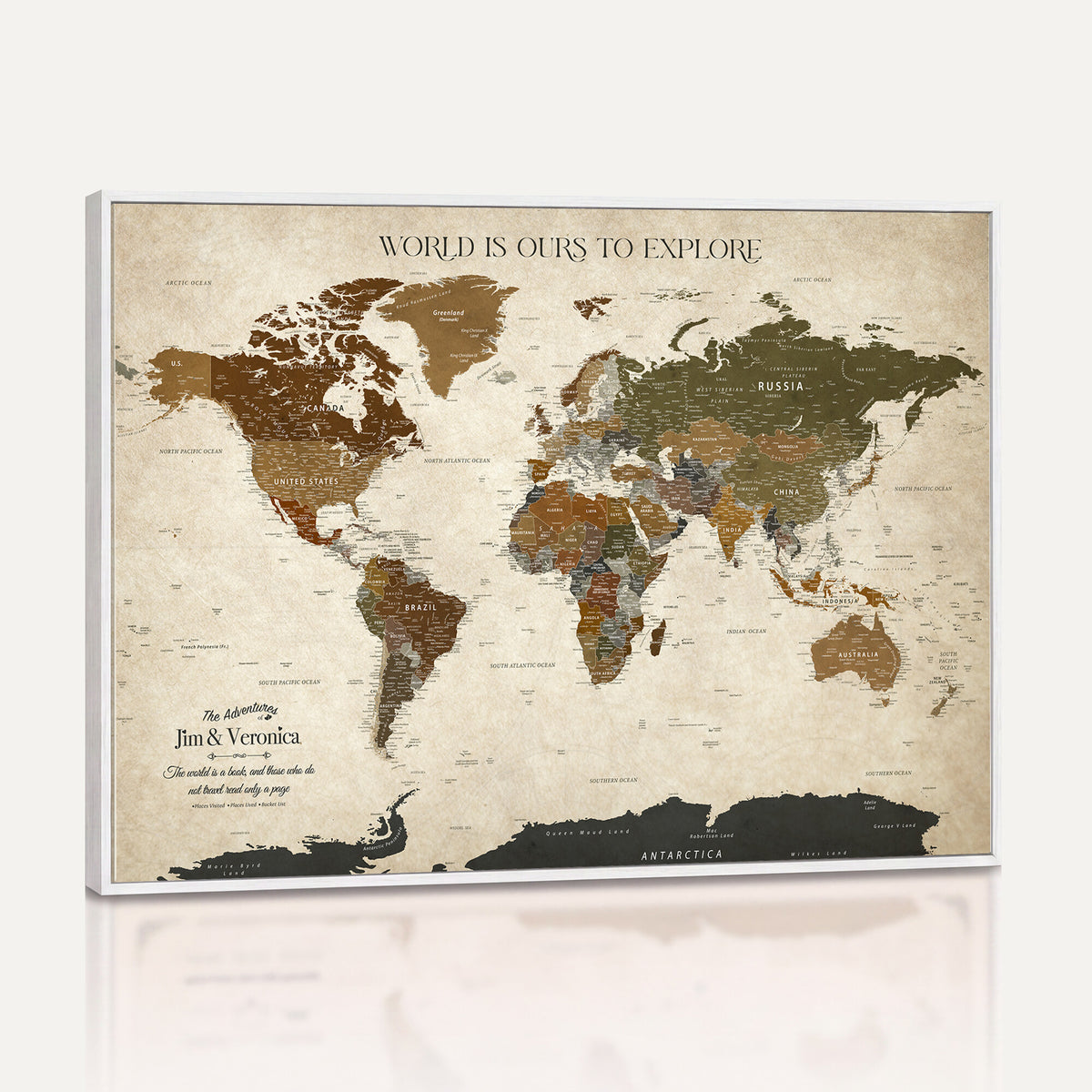 64110391126O-MGV-CV-36X24 - Custom Push Pin World Map Wall Art Canvas Print | Travel Tracker With Pins