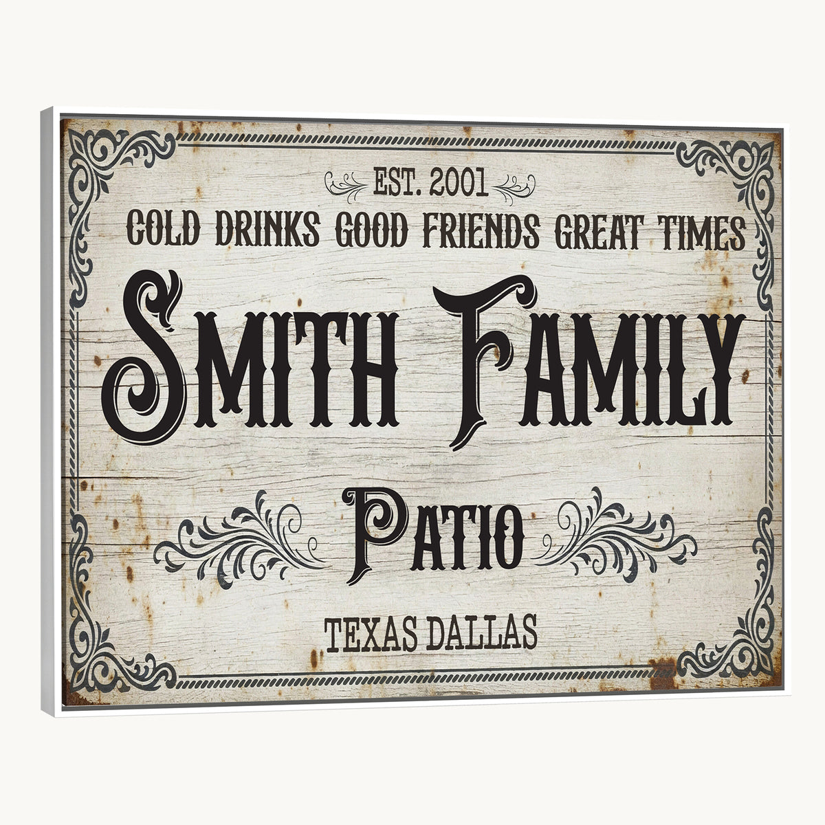 82858529-MGV-CV-36X24 - Custom Family Patio Sign Wall Art Canvas Print, Personalized Rustic Backyard Decor