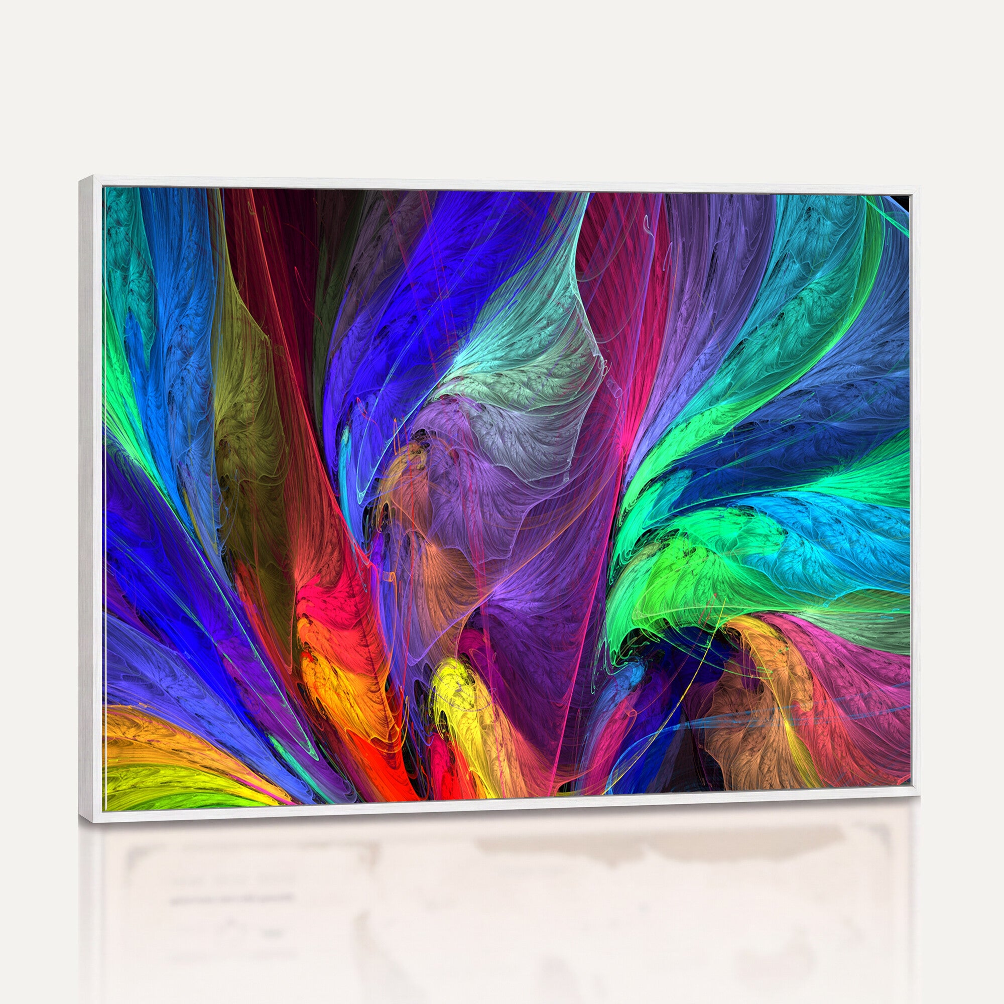 376925791-MGV-CV-36X24 - Colorful Abstract Canvas Wall Art, Rainbow Swirl Fractal Print, Bold Multicolor Living Room Decor, Vibrant Energy Art, Large Abstract Wall Art