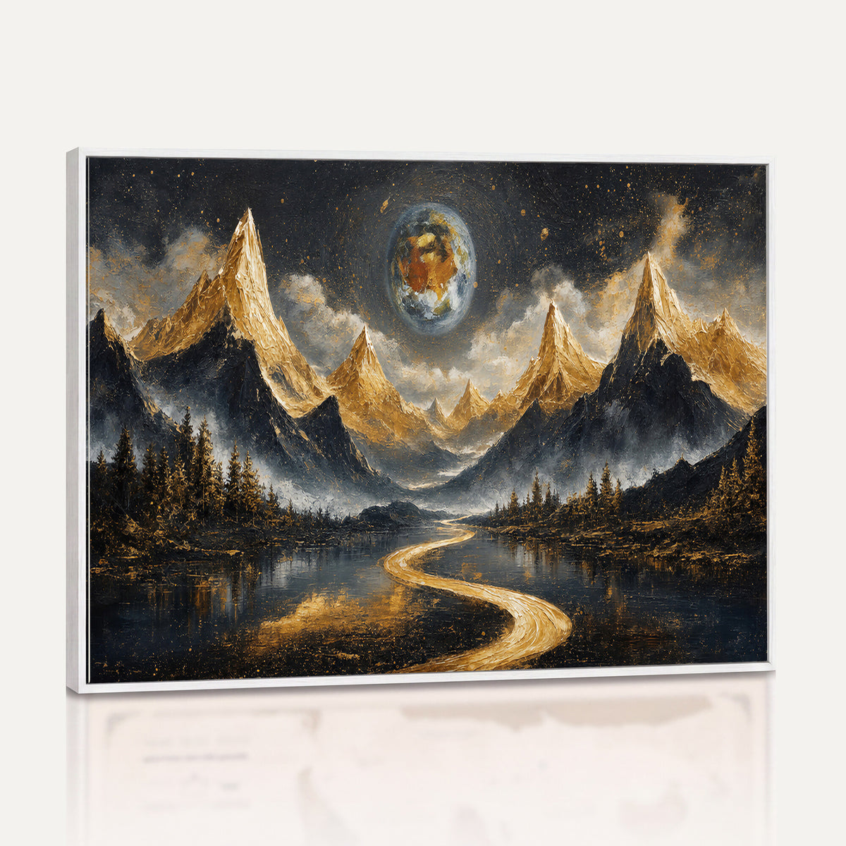 34202127-MGV-CV-36X24 - Abstract Mountain Wall Art Canvas Print Modern Landscape Painting Print