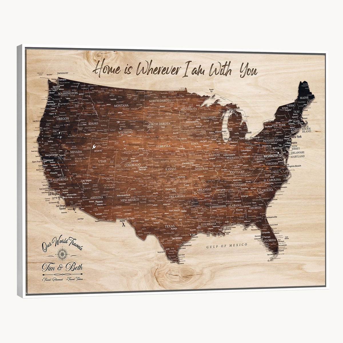 16274332-_Poster-30x20 - Personalized Beige Push Pin USA Map Canvas Print, 50 State Bucket List Map, Home Office and Entryway Decor