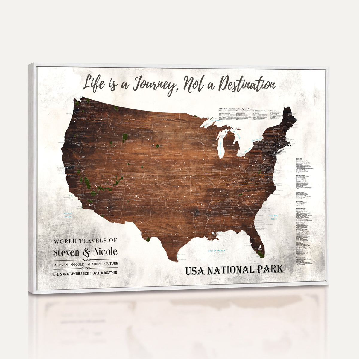 24049800-MGV-CV-36X24 - Personalized USA National Park Push Pin Travel Map Canvas Print