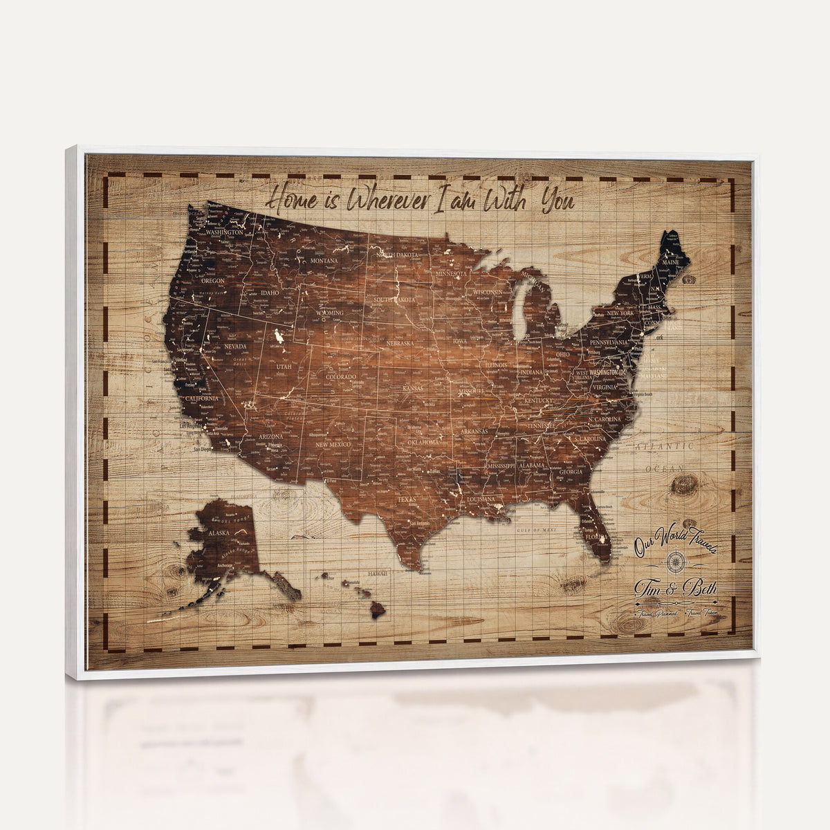 19102499U-MGV-CV-36X24 - Personalized USA Push Pin Travel Map Canvas for Adventure Wall Decor