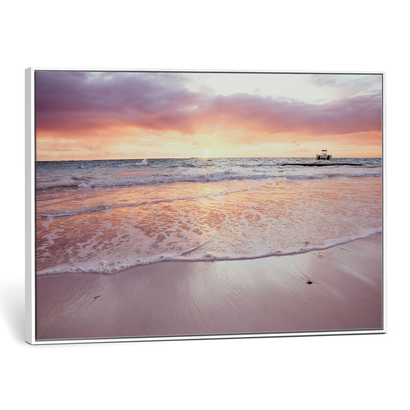 44765395-MGV-CV-36X24 - Beach Sunset Canvas Wall Art Print - Ocean Waves Landscape, Coastal Photography, Seascape Wall Decor, Ready to Hang
