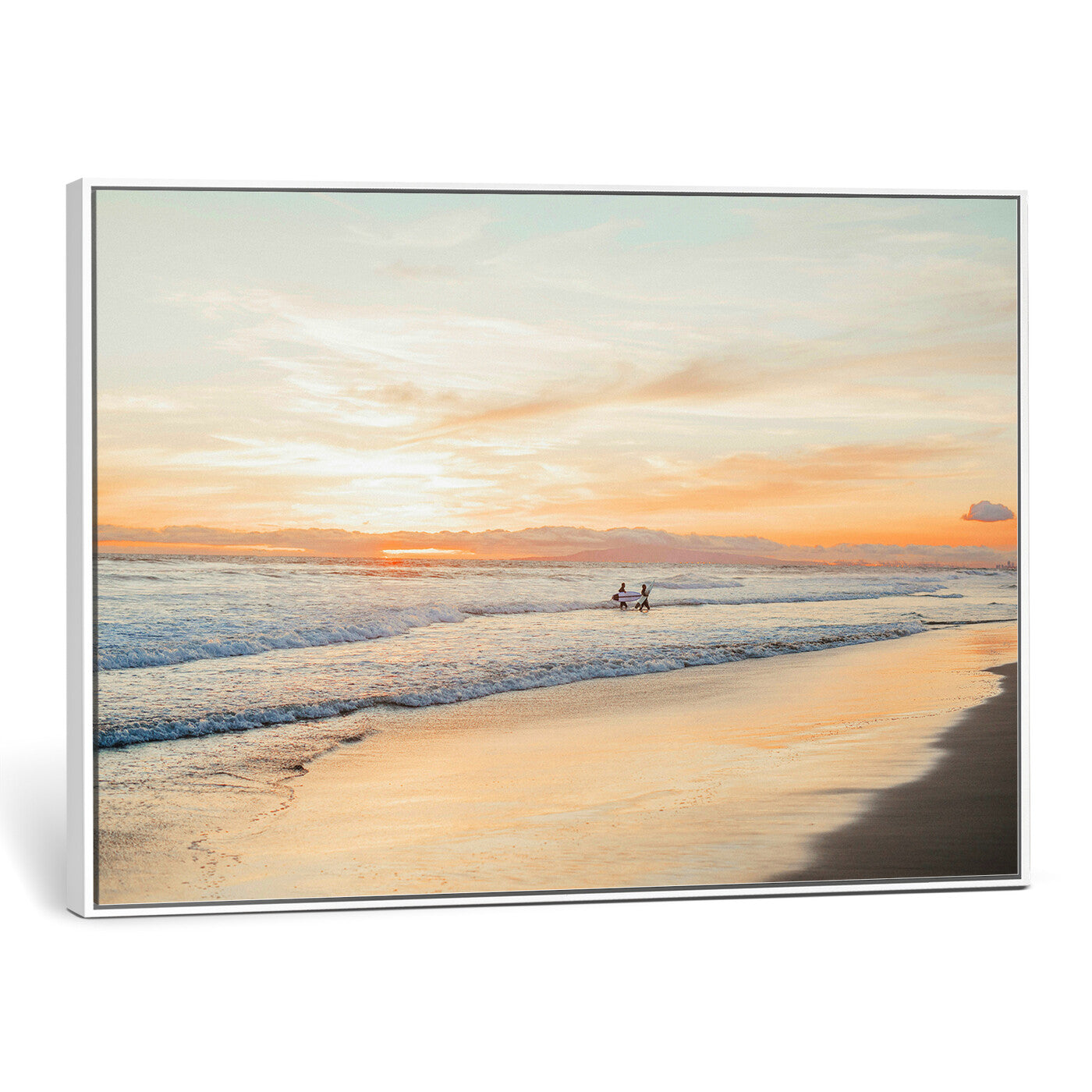 38131619-MGV-CV-36X24 - Beach Sunset Canvas Wall Art Print | Ocean Waves Landscape, Coastal Photography, Seascape Wall Decor, Ready to Hang