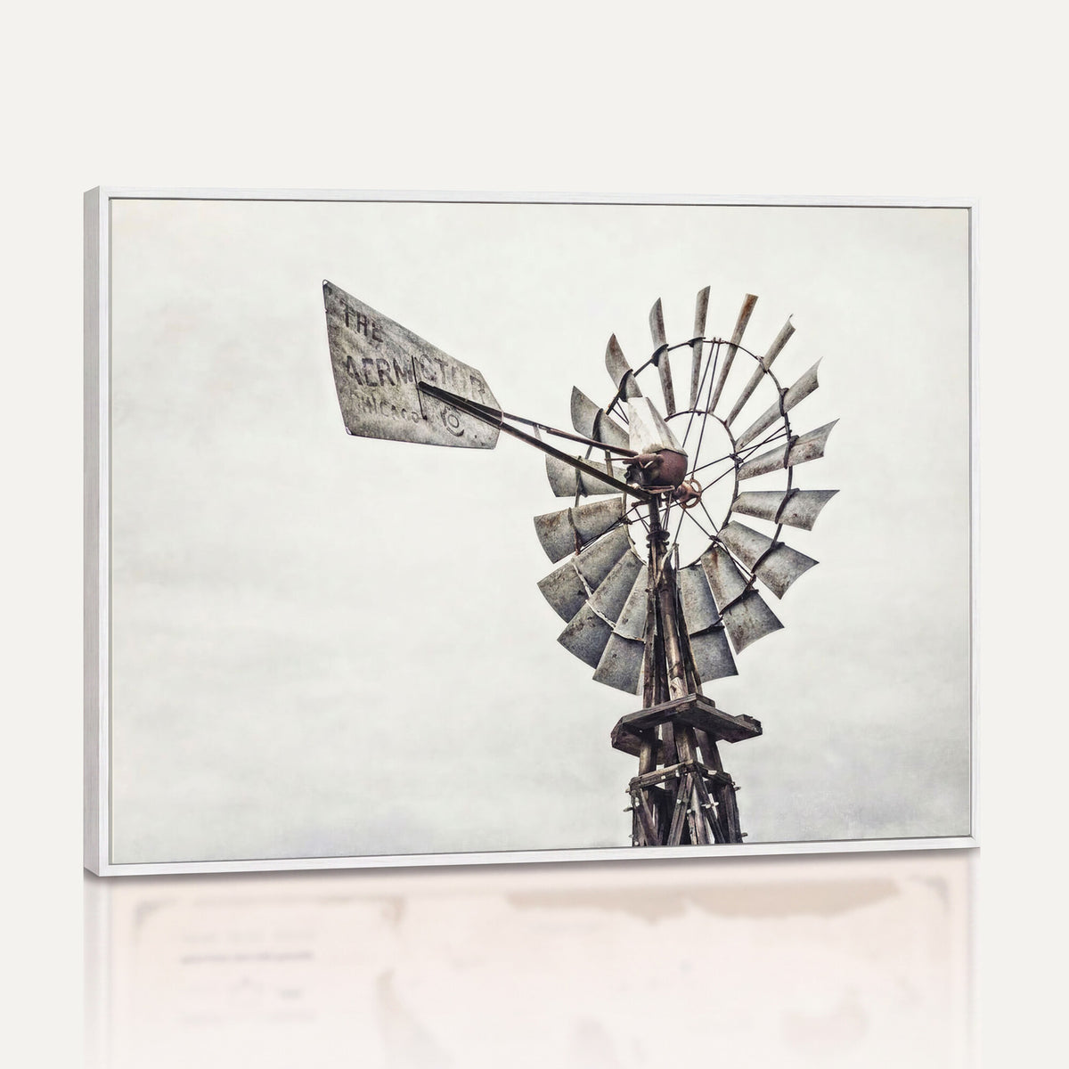 63200638-MGV-TP-24X36 - Vintage Rustic Farmhouse Windmill Canvas Wall Art - Western Country Landscape Print