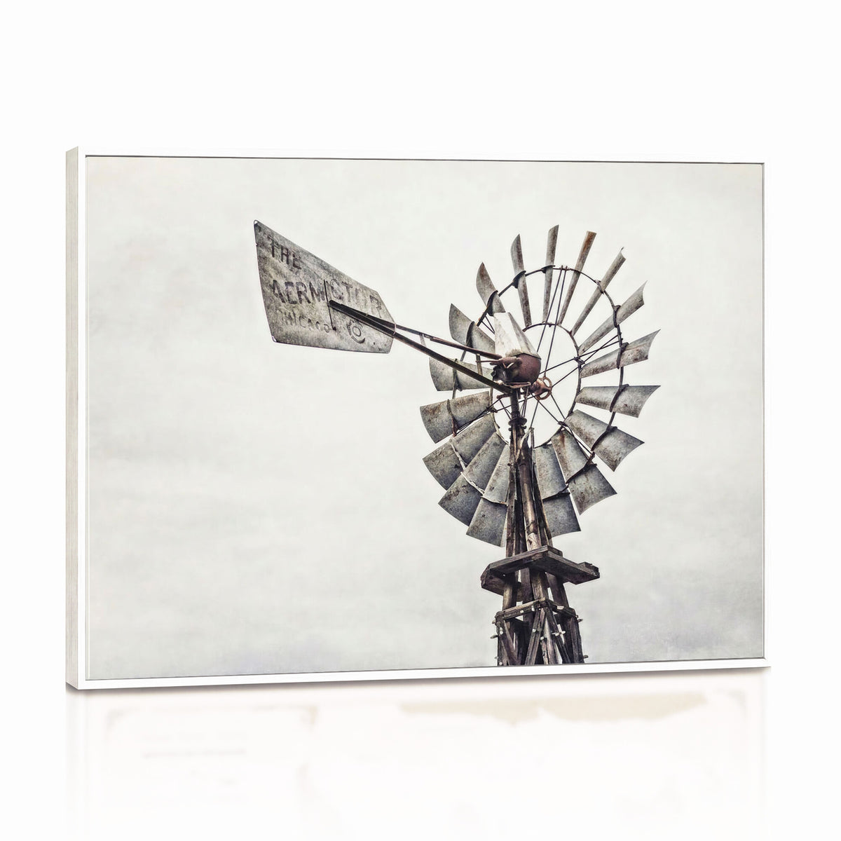 63200638-MGV-TP-30X20 - Vintage Rustic Farmhouse Windmill Canvas Wall Art - Western Country Landscape Print