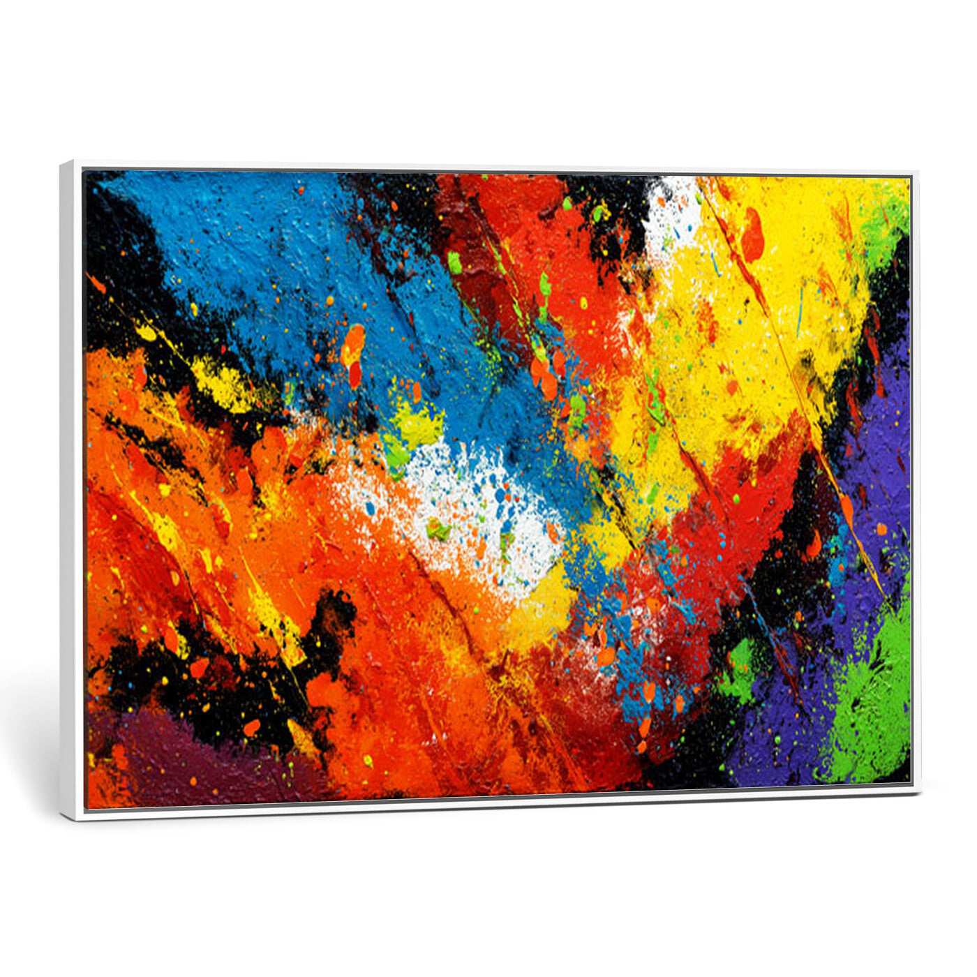 74888753-MGV-CV-36X24 - Vibrant Blue Abstract Canvas Wall Art Colorful Impasto Oil Painting Print