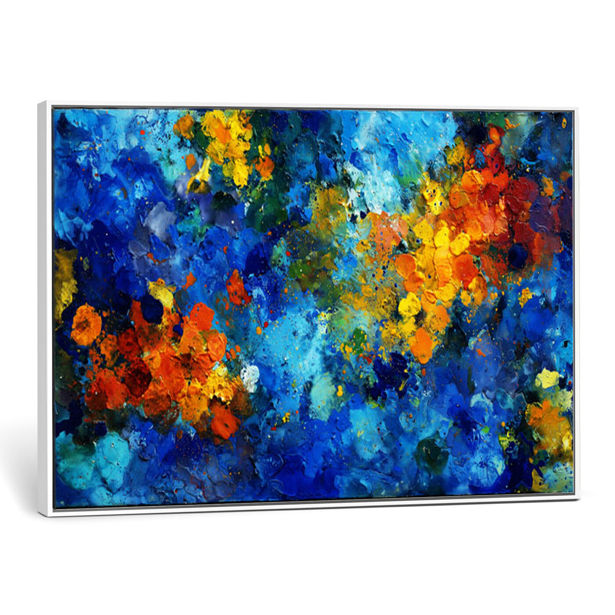 52431611-MGV-CV-36X24 - Vibrant Blue Abstract Canvas Wall Art Colorful Impasto Oil Painting Print