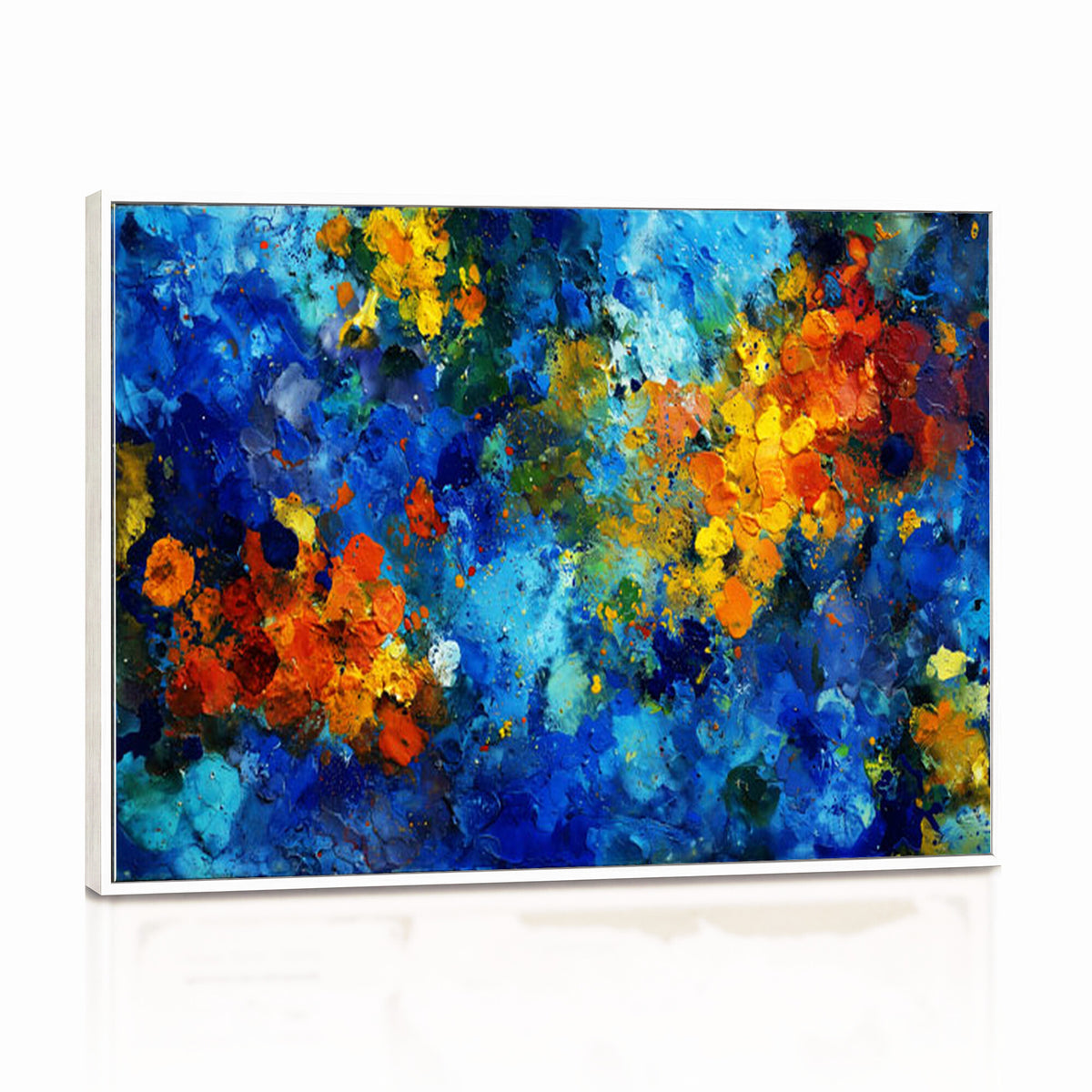 52431611-MGV-CV-36X24 - Vibrant Blue Abstract Canvas Wall Art Colorful Painterly Oil Painting Style Print