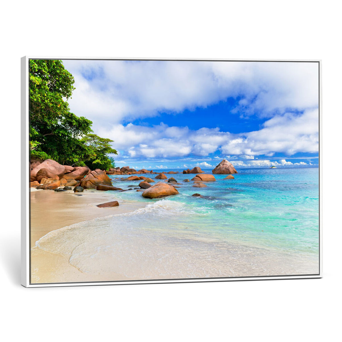 81980382-MGV-CV-36X24 - Seychelles Beach Canvas Wall Art - Anse Intendance Turquoise Ocean Print