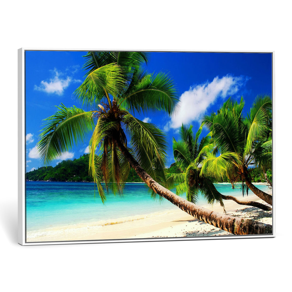 67049818-MGV-CV-36X24 - Tropical Island Coconut Palm Trees Wall Art Canvas Print - Turquoise Beach Print for Lake Home Decor
