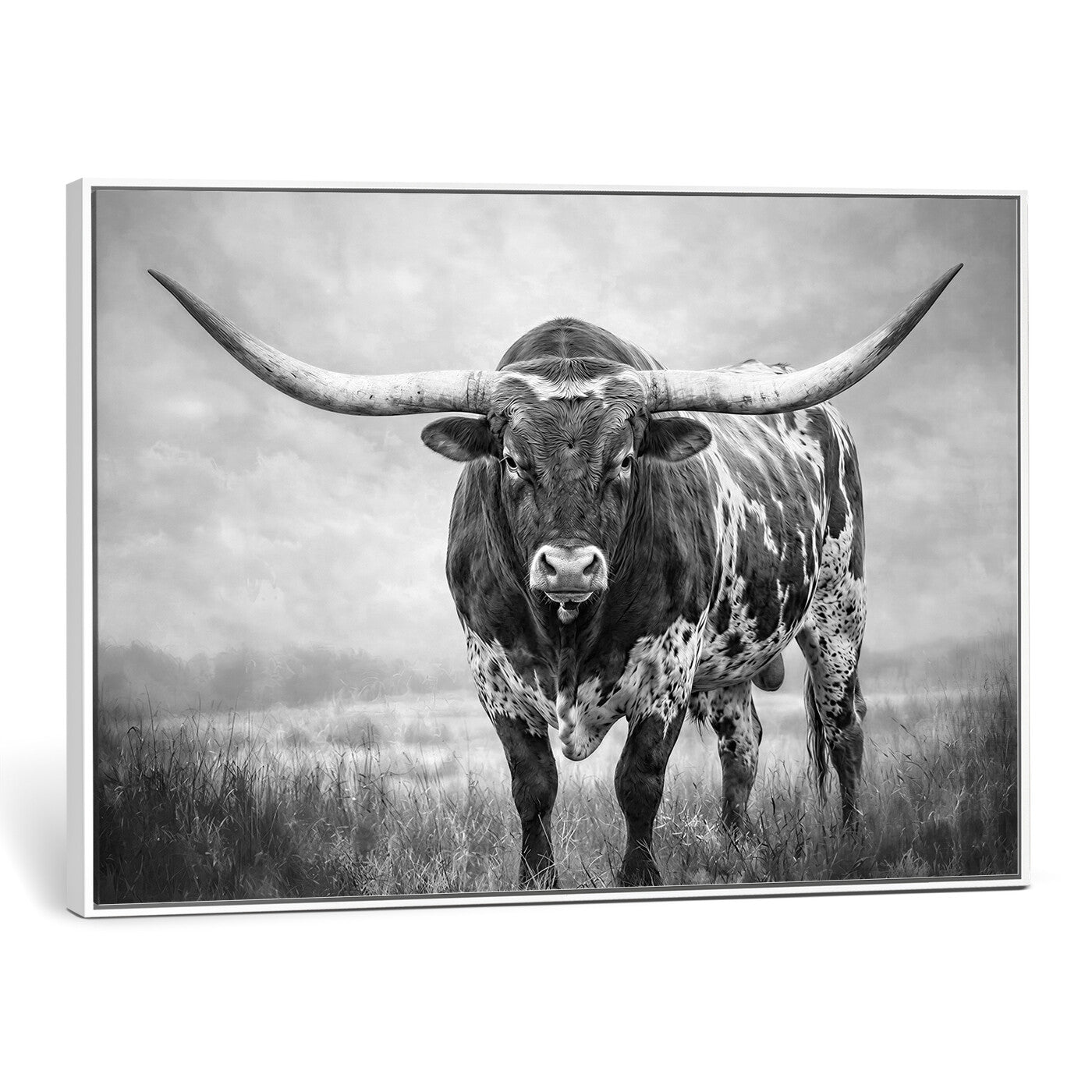 11121585-MGV-CV-36X24 - Texas Bull Wall Art Canvas Print for Farmhouse Restaurant Wall Decor