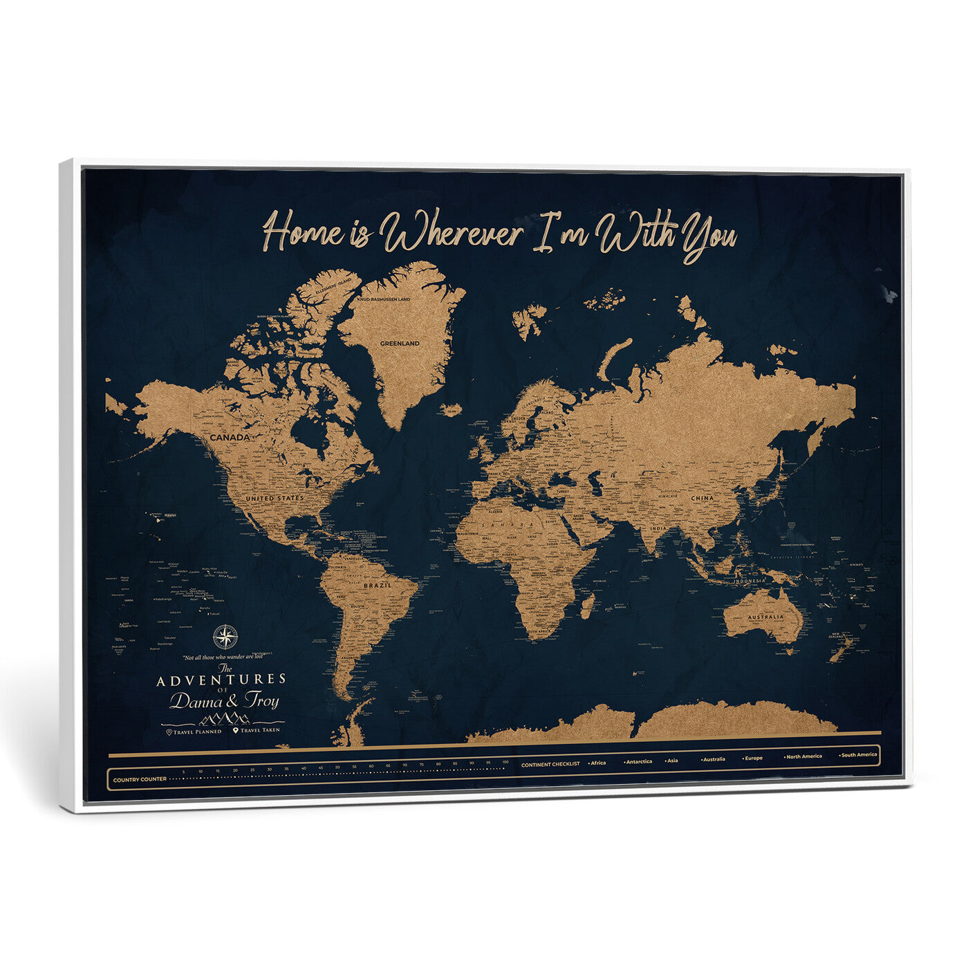 45598170-MGV-CV-36X24 - Custom Push Pin World Map Canvas Print – Personalized Travel Map Wall Art