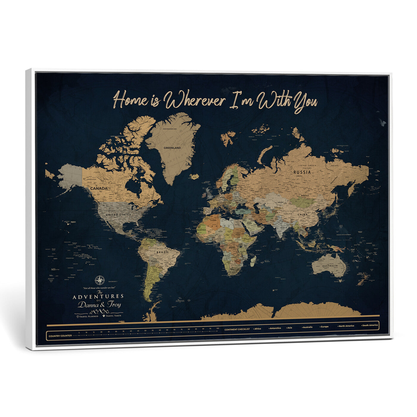 14276407-MGV-CV-36X24 - Custom Push Pin World Map Canvas Print – Personalized Travel Map Wall Art