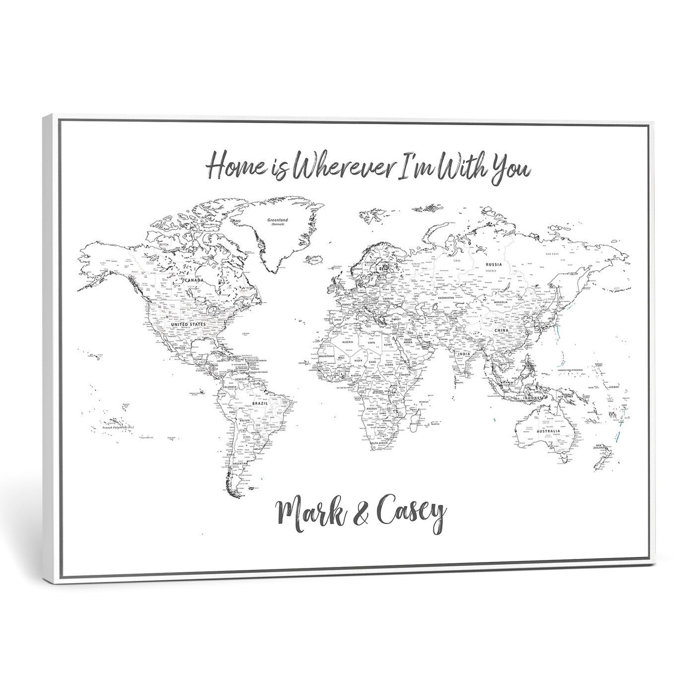84721465-MGV-CV-36X24 - Custom Push Pin World Map Canvas Print – Personalized Travel Map Wall Art