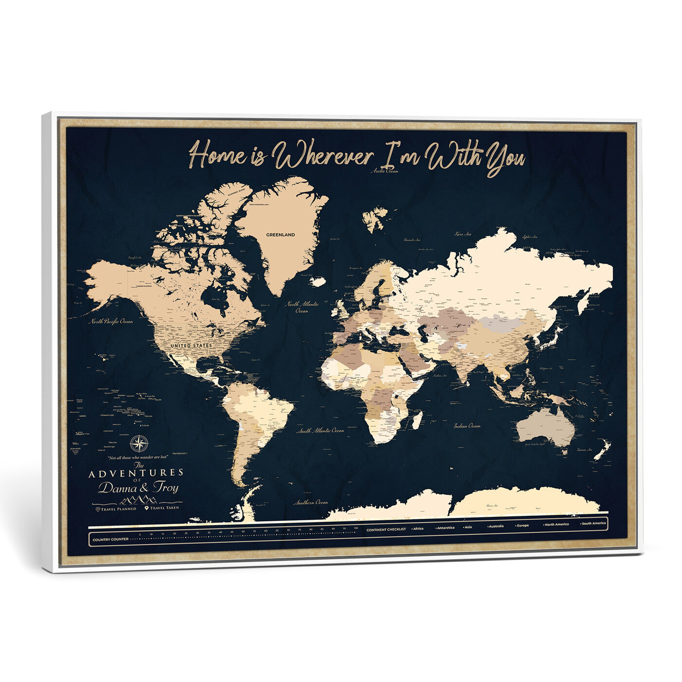 29990805-MGV-CV-36X24 - Custom Push Pin World Map Canvas Print – Personalized Travel Map Wall Art