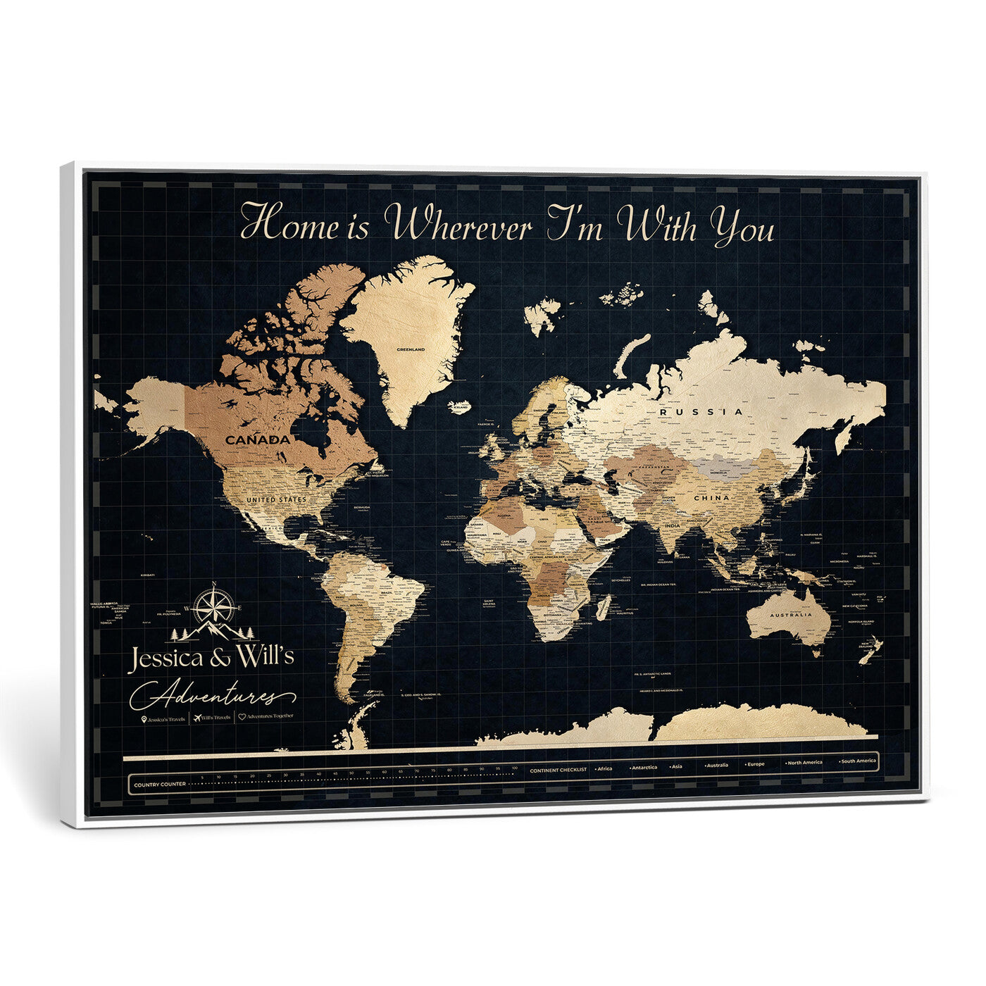 83786806-MGV-CV-36X24 - Custom Push Pin World Map Canvas Print – Personalized Travel Map Wall Art