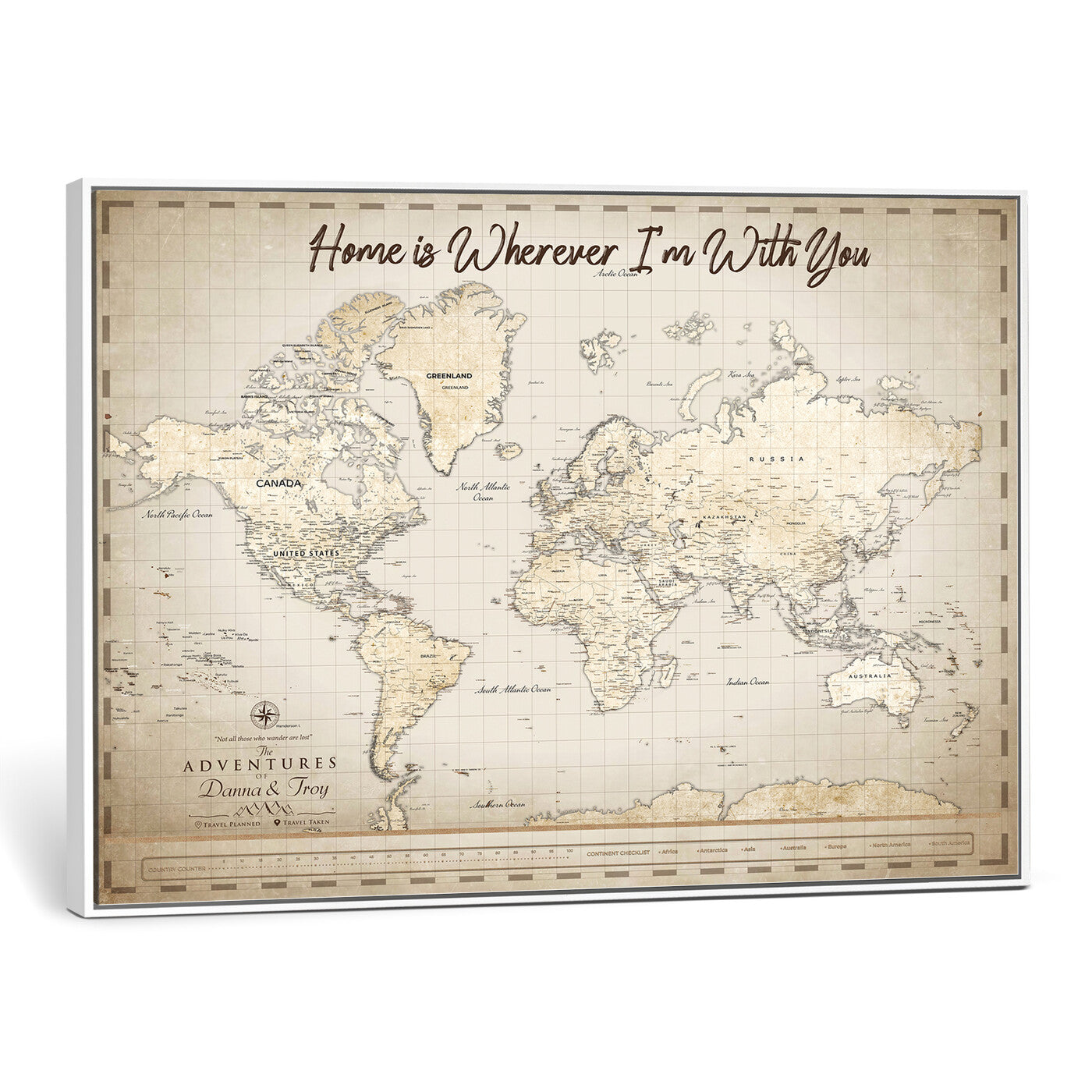 40086720-MGV-CV-36X24 - Custom Push Pin World Map Canvas Print – Personalized Travel Map Wall Art