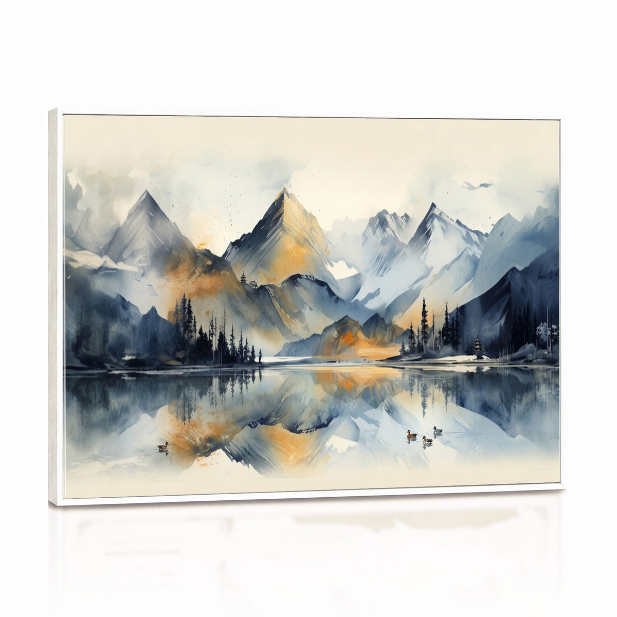 10196184T-MGV-CV-36X24 - Lake Abstract Mountain Wall Art Canvas Print