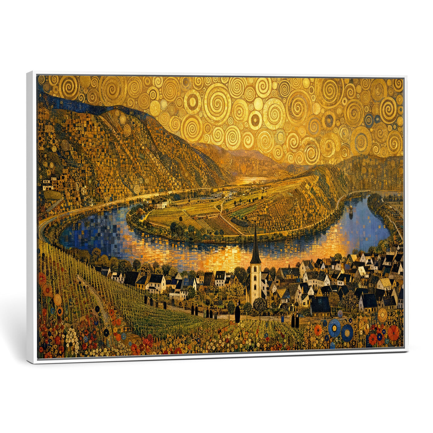 33713008-MGV-CV-36X24 - Gustav Klimt Style Mosel City Wall Art Canvas Print