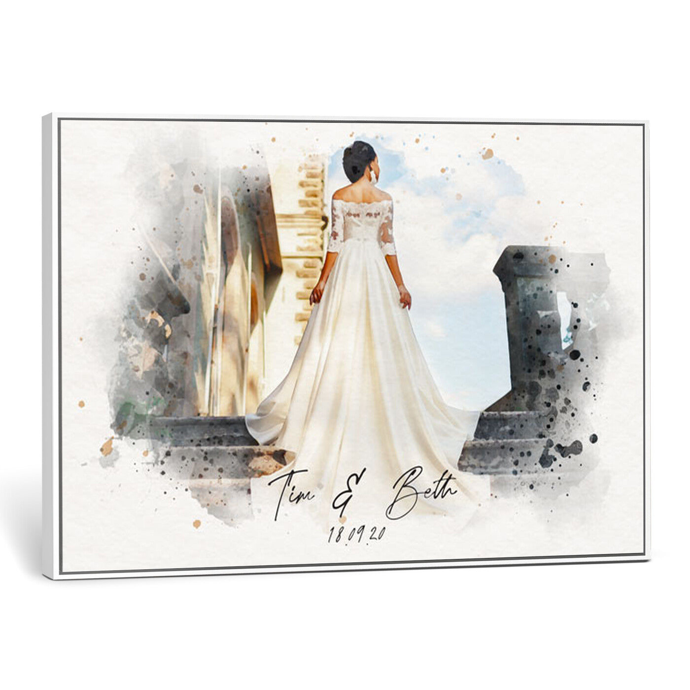 22778251-MGV-CV-36X24 - Watercolor Couple Portrait from Photo, Custom Wedding Anniversary Gift for Wife Husband Parents, Engagement Gift for Friend, Custom Gift