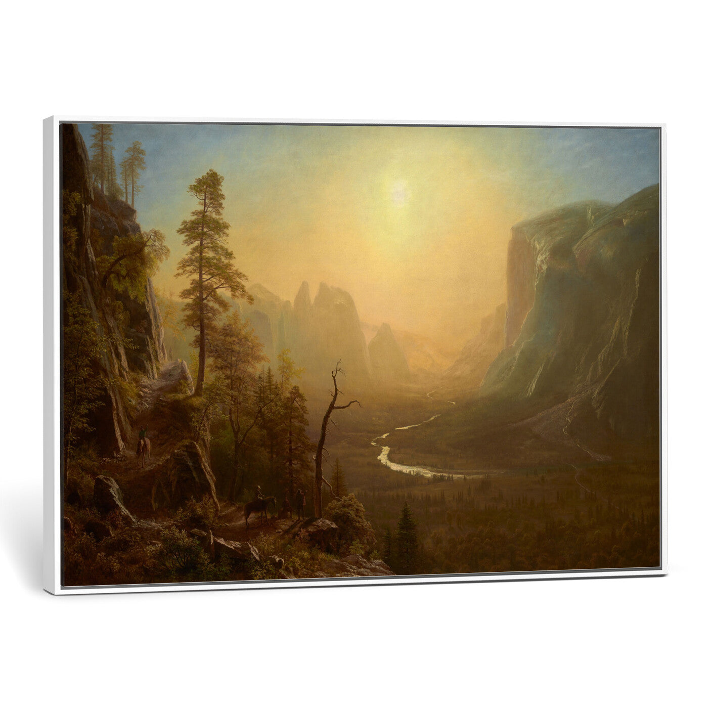 32350988-MGV-CV-36X24 - Albert Bierstadt Among the Sierra Nevada California Yosemite Wall Art Canvas Print, Classic Fine Art Painting Print