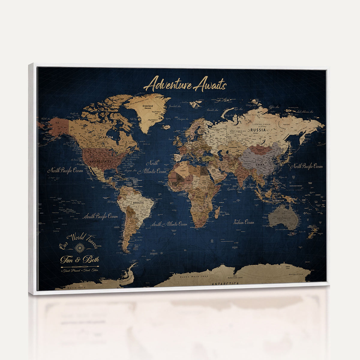 74477969-MGV-CV-36X24 - Custom Push Pin World Map Canvas | Personalized Travel Tracker | Wedding Anniversary Gift for Couples | Adventure Map Wall Art with Pins