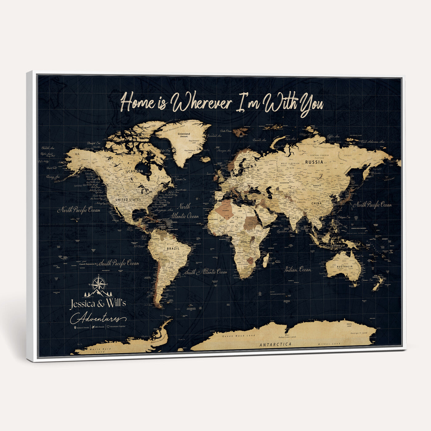 19542599-MGV-CV-36X24 - Custom Push Pin World Map Canvas | Personalized Travel Tracker | Wedding Anniversary Gift for Couples | Adventure Map Wall Art with Pins