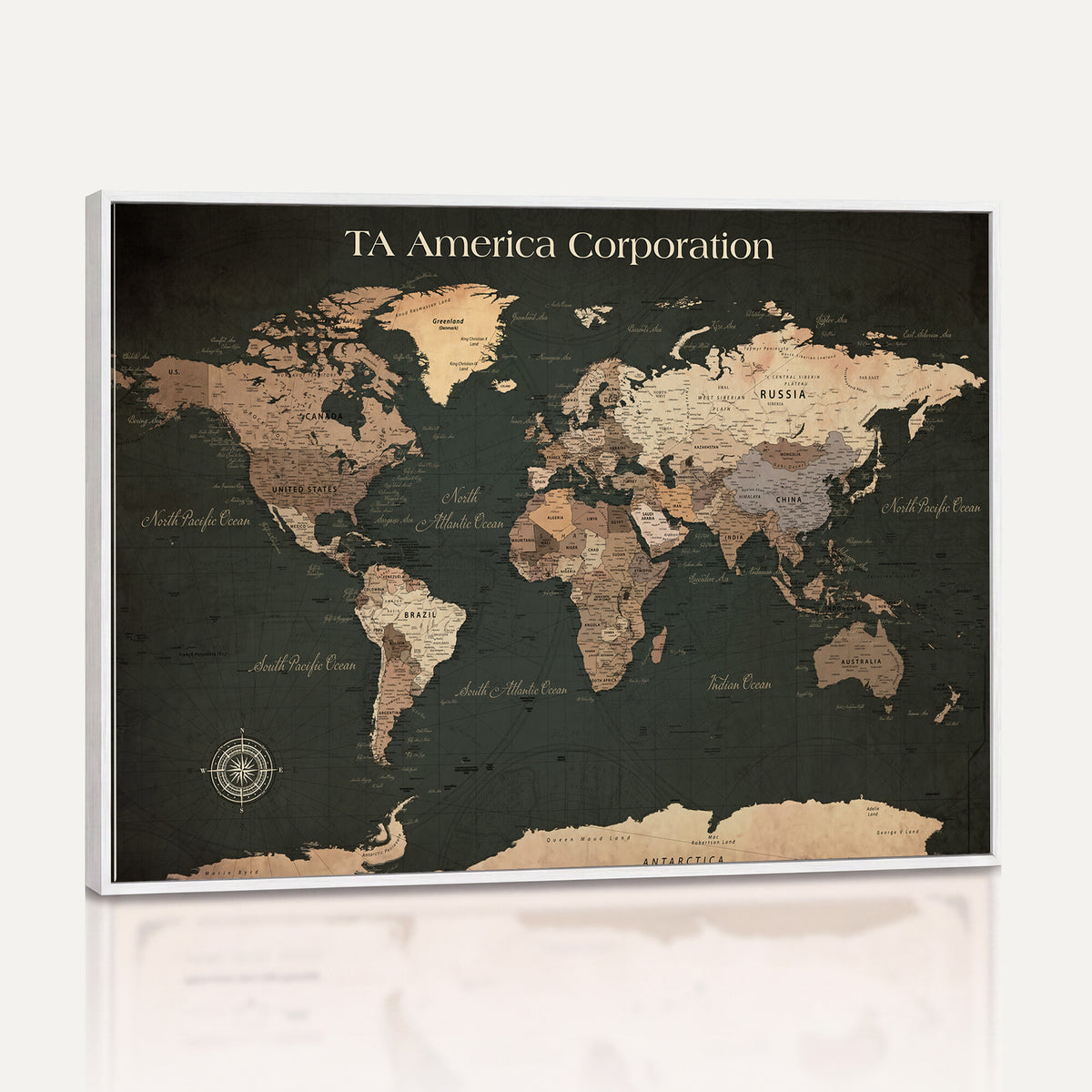 55857205-MGV-CV-36X24 - Extra Large Framed Personalize Push Pin World Map Wall Art Canvas Print for Travel Tracking