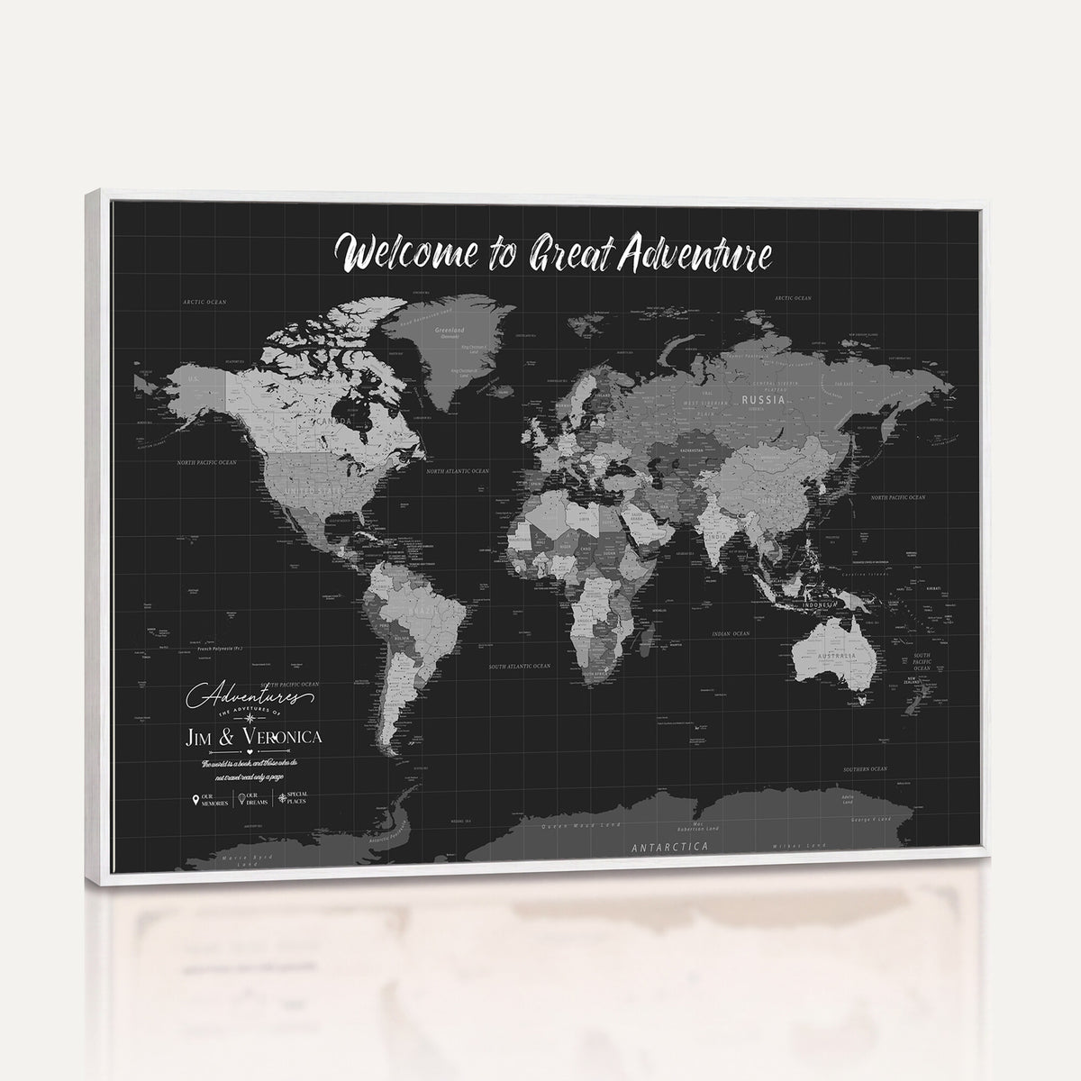NEWMAP-21-MGV-CV-36X24 - World Map Wall Art Canvas Print, Modern Decorative Framed Map Artwork Prints for Living Room, Office, Bedroom Wall Decor