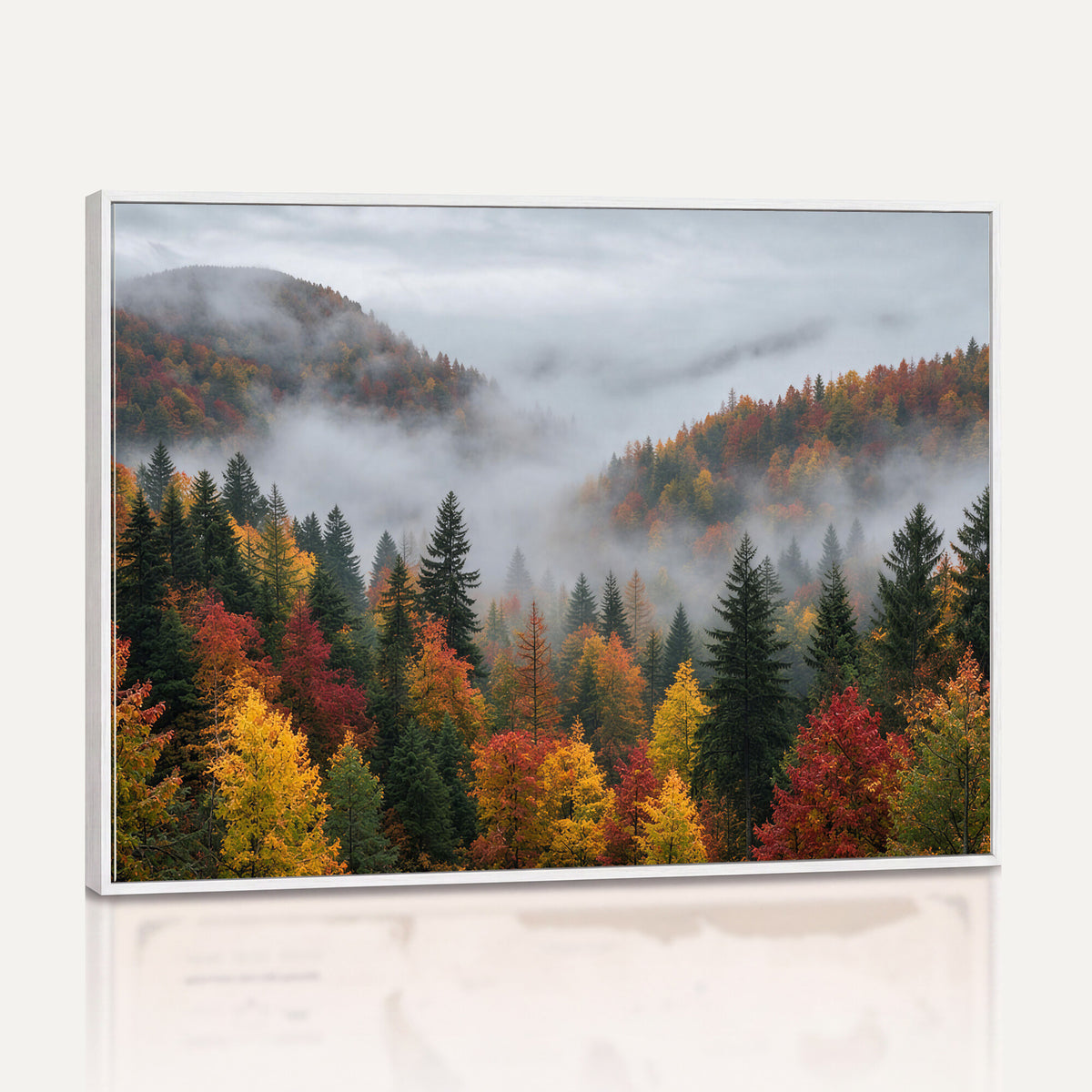 47877083-_Poster-30x20 - Fall Forest Misty Mountain Canvas Print Smoky Mountain Landscape Wall Art Autumn Trees Nature Poster Printing