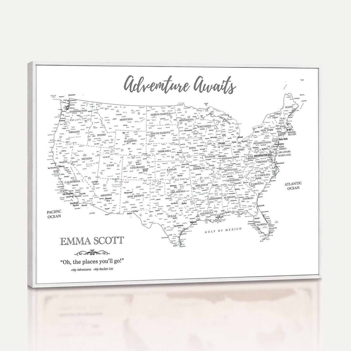 73634814-MGV-CV-36X24 - Custom USA Push Pin Travel Map Canvas Wall Art - Personalized Couples Gift Flat Digital Print