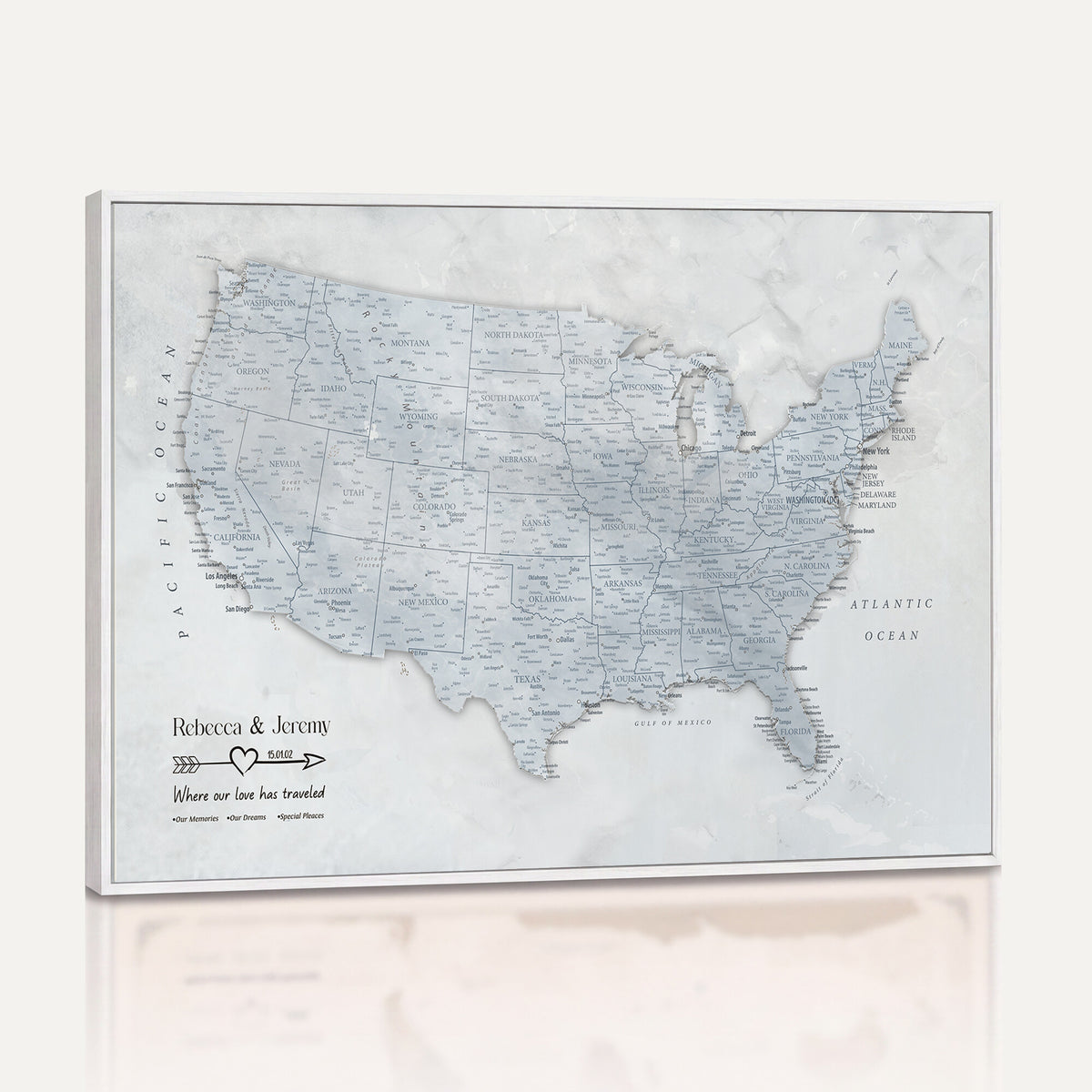 35973131-MGV-CV-36X24 - Custom USA Push Pin Travel Map Canvas Wall Art - Personalized Couples Gift Flat Digital Print