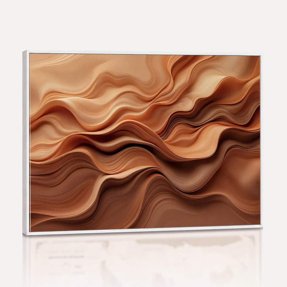 82230697-MGV-CV-36X24 - Modern Abstract Fluid Waves Canvas Wall Art - Minimalist Warm Terracotta Beige Sand Print