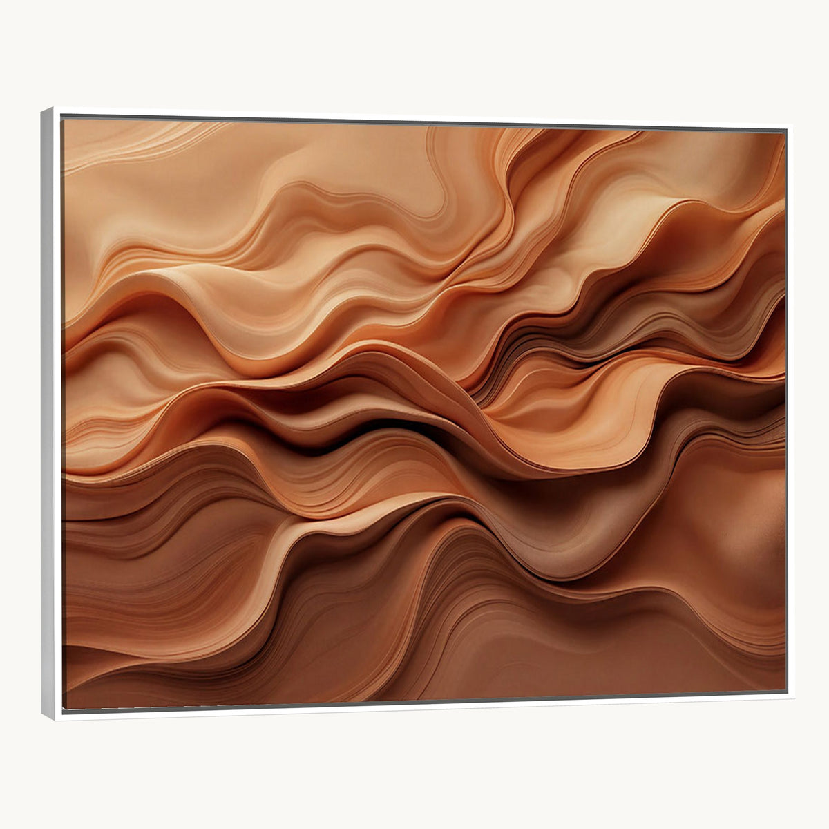 82230697-_Poster-30x20 - Modern Abstract Fluid Waves Canvas Wall Art - Minimalist Warm Terracotta Beige Sand Print