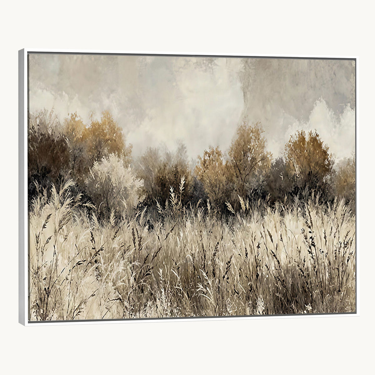 53959945-_Poster-30x20 - Muted Neutral Forest Landscape Canvas Wall Art - Vintage Rustic Wildflower Meadow Print