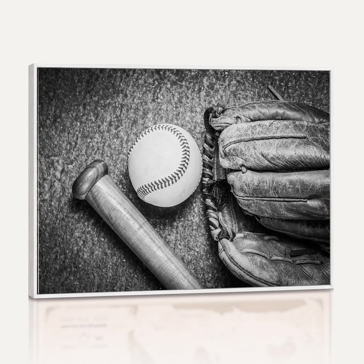 83916D-MGV-CV-36X24 - Vintage Baseball Glove and Bat Sports Wall Art Canvas Print