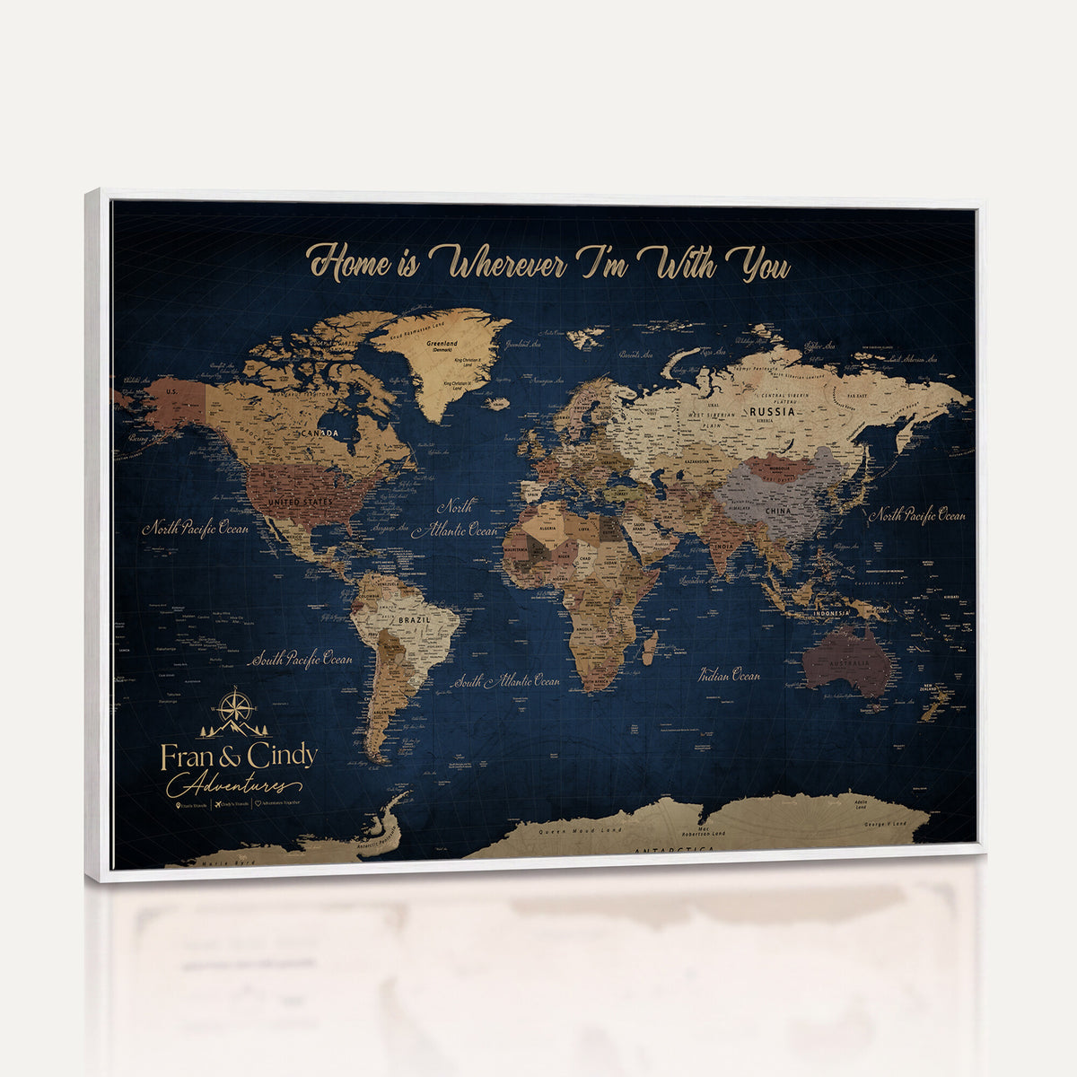 57774467-MGV-CV-36X24 - Custom Push Pin World Map Wall Art Canvas Print – Personalized Travel Tracker with Pins Framed Large for Home and Office Decor