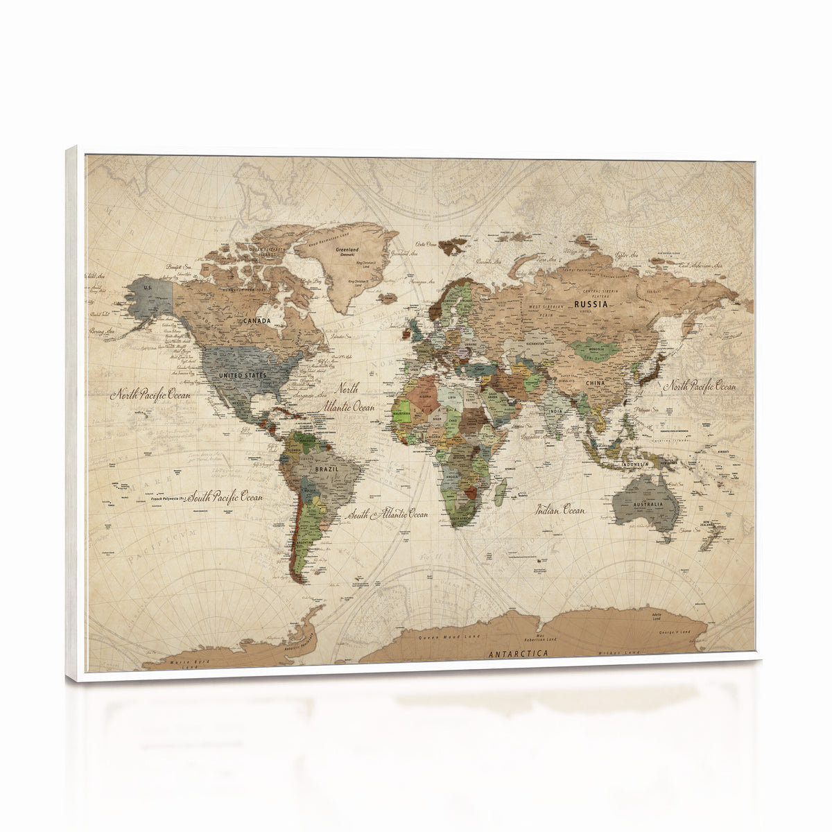 32749414D-MGV-CV-36X24 - Custom Push Pin World Map Wall Art Canvas Print – Personalized Travel Tracker with Pins Framed Large for Home and Office Decor