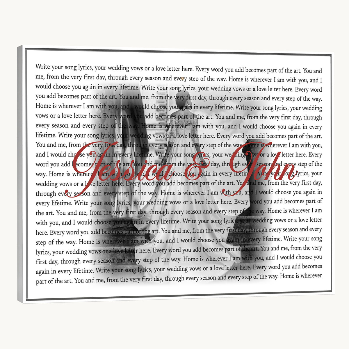 CSTM914LIRIK-MGV-CV-36X24 - Song Lyrics over Photo Canvas Print – Personalized Wedding Song and Photo Wall Art