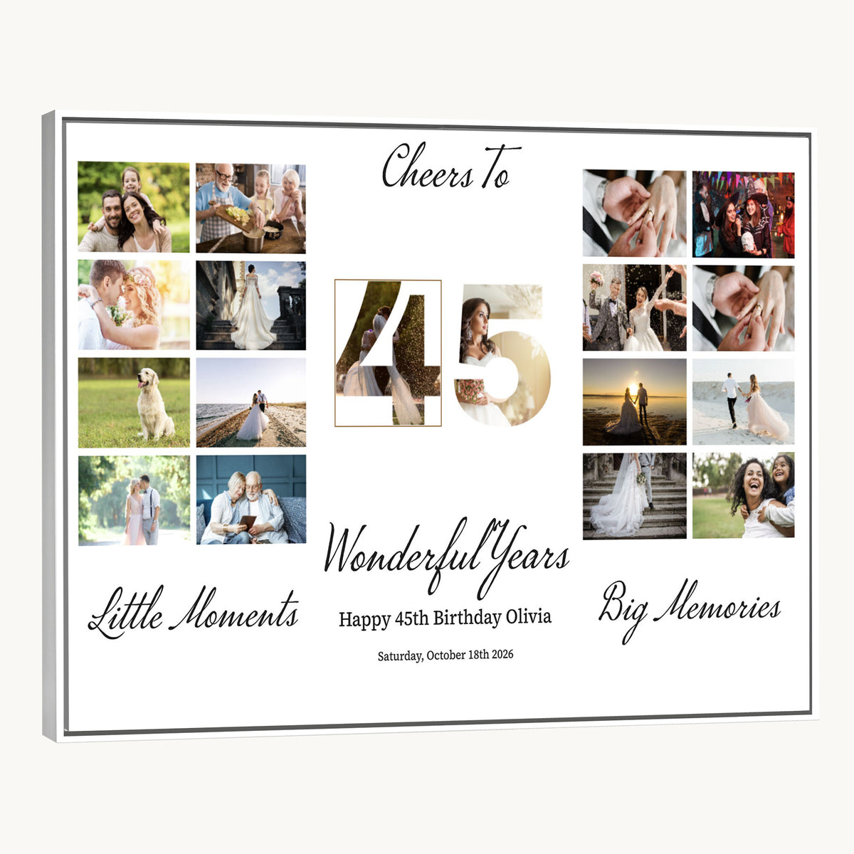 CSTM914CLJ-MGV-CV-36X24 - Moments and Memories Canvas Print – Personalized Birthday Photo Grid Wall Art
